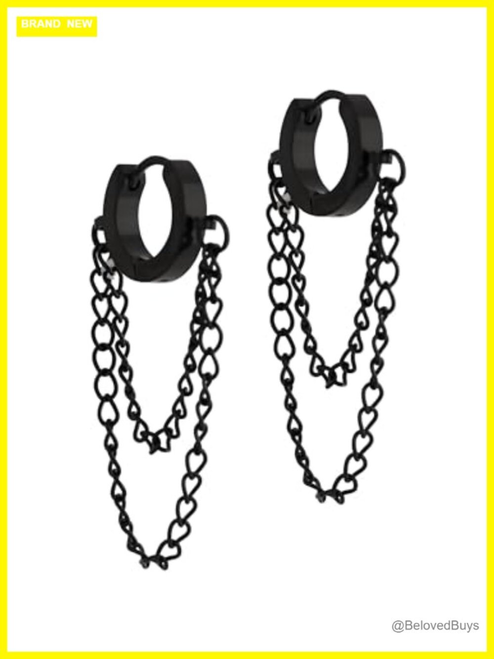 Titanium Steel Hoop Chain Earrings Gothic Punk Grunge
